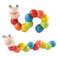 1Pcs Wooden Colorful Twisted Insect Toys Cute Cartoon Baby Insect Toy Early Education Gift for Baby Kids 2024 - buy cheap