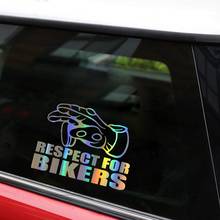 Car Sticker 15x11.3cm respect for bikers gesture  Funny 3D Decal Motorcycle Stickers Car Styling 2024 - buy cheap