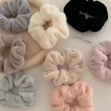 Autumn Winter Fluffy Plush Hair Scrunchies Velvet Elastic Hair Bands Hair Ties for Women Girls Cute Headdress Hair Ring 2024 - buy cheap