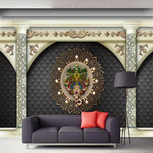 Milofi papel de parede grande personalizado em 3d, coluna romana com três dimensional estilo europeu, elefante, fundo para decoração de parede 2024 - compre barato
