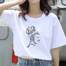 Camiseta feminina queen e freddie mercury, camiseta casual de manga curta 2024 - compre barato