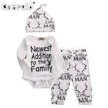 Conjunto de roupas de manga comprida, conjunto de roupas da moda para bebês recém-nascidos, meninos e meninas com macacão, 3 peças 2024 - compre barato