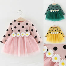 Baby Girls Spring Autumn Long Sleeve Polka Dot Flower Patchwork Dress Party Pageant Tutu Wedding Dress Christmas Gift 2024 - buy cheap