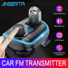 Jinserta-carregador automotivo sem fio com 2 entradas usb, carga 2021, fm, bluetooth 5.0, adaptador mp3 player 2024 - compre barato