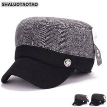 SHALUOTAOTAO-gorro plano de talla ajustable para hombre, gorros militares térmicos gruesos de invierno, protección para los oídos, gorros cálidos con lengüeta de ocio 2024 - compra barato