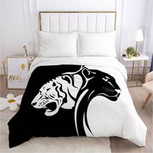 1 pçs 3d capa de edredão com zíper consolador/colcha/cobertor capa 240x220 245x210 3d nordic cama preto e branco tigre leopardo 2024 - compre barato