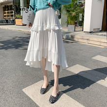 Beiyingni-falda de corte Irregular para mujer, faldas plisadas por debajo de la rodilla, elásticas e informales, elegantes, coreanas, combina con todo, 2020 2024 - compra barato