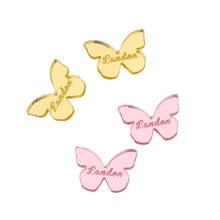 100PCS Personalized Mirror Butterfly Name Tags Customized Size Table Centerpieces Decor Baptism Baby Shower Birthday Party Favor 2024 - buy cheap