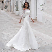Lorie-vestido de noiva com cauda de sereia, 2 peças, renda de cetim, vestido de noiva com ombro de fora, 2019 2024 - compre barato