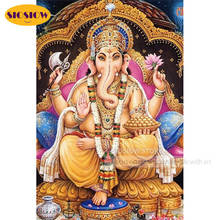 5d diy pintura diamante ganesha estátuas broca completa quadrado 3d daimand mosaico bordado hindu religioso pikanet decoração da parede arte 2024 - compre barato