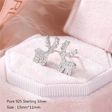 925 Sterling Silver Female Sweet Earring Exquisite Snowflake Sika Deer Asymmetric Earring Women Christmas Ornaments Gift 2024 - buy cheap