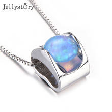 Jellystory trendy necklace 925 silver jewelry 9mm square opal gemstone pandent for women charms wedding gifts wholesale 2021 2024 - buy cheap