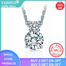 YANHUI 925 Silver Color Shiny Pendant Necklace For Women Classical Round 2pcs Zirconia Diamond Choker Necklace Jewelry NA28 2024 - buy cheap