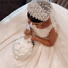 Incrível pérolas frisado vestidos de casamento com decote em v sem mangas pesado beading luxo vestidos de noiva dubai arábia saudita vestido de novia 2024 - compre barato