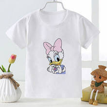 Camiseta infantil com estampa de margaridas, camiseta casual básica de manga curta da disney com estampa de mickey mouse 2024 - compre barato