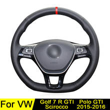 Steering Wheel Cover For Volkswagen VW Golf R Golf 7 MK7 GTI Polo GTI Scirocco 2016 2015 Black Non-slip Microfiber Leather 2024 - buy cheap