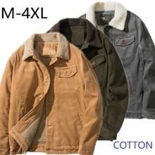 Men Warm Fleece Corduroy Cotton Jackets Coats Faux Fur Collar Winter Casual Jackets Outwear Male Loose Thermal Overcoat XXXL 4XL 2024 - buy cheap