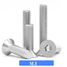 M3 Flat Allen Key Head Machine Screws Din7991 Inner Hex Screw 304 Stainless Steel Fasteners Bolts 50Pcs 2024 - buy cheap