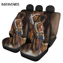 Универсальные чехлы INSTANTARTS из полиэстера с 3D рисунком животных, лошадей, для передних и задних сидений автомобиля, стильные автомобильные аксессуары, чехол для сиденья 2024 - купить недорого