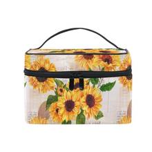 Women Cosmetic Bag Sunflower Professional Beauty Brush Makeup Bag Case Waterproof Make Up Organizer Storage Bags Travel Suitcase 2024 - buy cheap