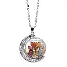 2020 Copper Chain Sister Jewelry Gift Fashion Moon Glass Dome Double Side Rotate Pendant 3 Sister Pattern Pendant Necklace 2024 - buy cheap