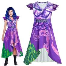 Vestido de mascarada de Halloween de manga corta para niñas, disfraz estampado 3D de Descendants 3, púrpura 2024 - compra barato