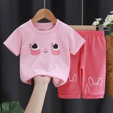 New Children Short Sleeve Suit Cartoon Print Suit Baby Short Sleeve Middle Trousers Two Sets Kids Summer Clothes 2024 - buy cheap
