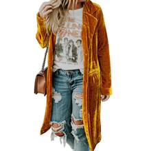 Женская осенне-зимняя однотонная куртка средней длины с длинными рукавами и карманами 2024 - купить недорого