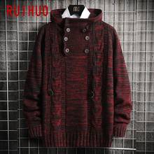 RUIHUO Hooded Knitted Sweater Men Winter Mens Clothes Pullover Mens Sweaters Harajuku Sweater 2022 New Arrivals M-3XL 2024 - buy cheap