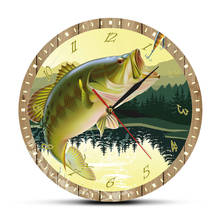 Reloj de pared redondo con pilas, dispositivo silencioso, sin tic-tac, para pescador, pesca 2024 - compra barato