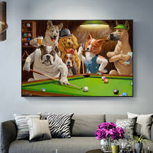 Creative Cartoon Animal Dog Playing Billiard Canvas Painting Poster Print Cuadros Wall Art for Living Room Home Decor (No Frame) 2024 - buy cheap