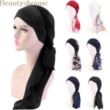 Womens Muslim Hijab Cancer Chemo Flower Print Hat Turban Cap Cover Hair Loss Head Scarf Wrap Pre-Tied Headwear Strech Bandana 2024 - buy cheap