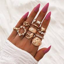 11 unids/set bohemio mixto Fox Dnake nudo cristal geométrico conjunto de anillos de unión de las mujeres la tendencia de la moda de joyería de fiesta de regalo de la novia 2024 - compra barato