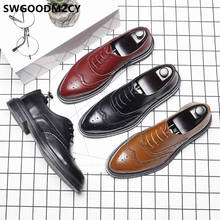 Brogue Shoes Men Formal Italian Brand Elevator Shoes For Men Brown Dress Business Shoes Men Classic Luxury Designer Buty Meskie 2024 - buy cheap