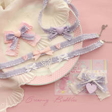 Lolita-collar de encaje con lazo hecho a mano, Original, bonito, rosa, púrpura, Harajuku 2024 - compra barato