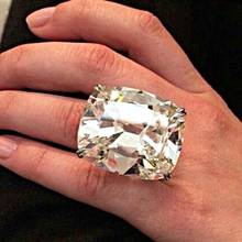 Grande quadrado zircônia cúbica anel de dedo luxo mulher proposta casamento jóias anillos mujer 2024 - compre barato