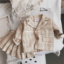 WLG-Conjunto de ropa a la moda para niñas, chaqueta de manga larga y falda con volantes, color beige y rosa, cltohes de otoño, 2 uds. 2024 - compra barato