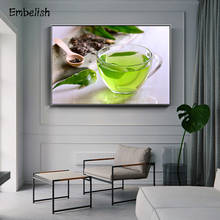 1 Pieces Cup Of Green Tea Kitchen Wall Posters For Living Room Modern Home Decor HD Canvas Paintings Bedroom Pictures 2024 - buy cheap