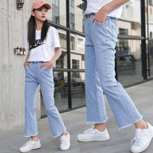 2021 New Summer Jeans Shorts Girls Boot Cut Pant Teenage Pants Elastic Waist  Pants  Kids Cotton Trousers Teenage Clothing 2024 - buy cheap