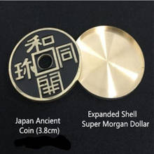 Juego de magia de la moneda antigua de Japón, juego de magia de la moneda que se abre hacia arriba, de la ilusión, de la cáscara expandida del dólar Imperial 2024 - compra barato