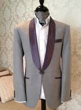 Светло-серый мужской костюм 2020 классический приталенный костюм из 2 предметов смокинг жениха официальный Блейзер Свадебный или Выпускной костюм (пиджак + брюки) 2024 - купить недорого