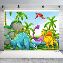 Fondos de fotografía de dibujos animados de dinosaurio jurásico, fotofono personalizado, telón de fondo para niños, sesión de fotos de Baby Shower 2024 - compra barato