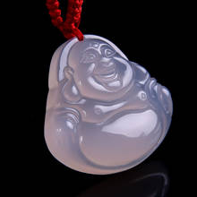 Натуральный халцедон Maitreya Будда Кулон ожерелье ручной работы Агата счастливый амулет нефрит для мужчин и женщин удачи подарки 2024 - купить недорого
