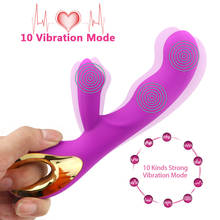 Vibrador de coelho com 10 velocidades, dupla peneira, vibrador feminino para clitóris e vagina, brinquedos sexuais adultos para mulheres, produtos íntimos 2024 - compre barato