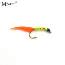 Mnft 10 partes corpo amarelo laranja pena cauda ninfa truta pesca mayfly iscas anzóis de pesca 12 # 2024 - compre barato