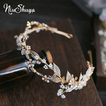 NiuShuya-Diadema de hojas doradas delicadas para mujer, diadema de graduación, Tiara nupcial Floral, corona para el pelo, accesorios de diadema de boda hechos a mano 2024 - compra barato