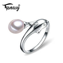 Женское кольцо с пресноводным жемчугом FENASY, регулируемое кольцо из натурального жемчуга 925 пробы 2024 - купить недорого