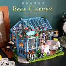 Casa de muñecas Diy para niños y niñas, romántica con casa de té Jardín de Rosas, regalo súper favorito para el Día de San Valentín, regalo de cumpleaños 2024 - compra barato