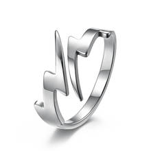 Simple Lightning Opening Rings Stainless Steel Band Ring Finger for Men Boy Fashion Charm Jewelry 2024 - buy cheap