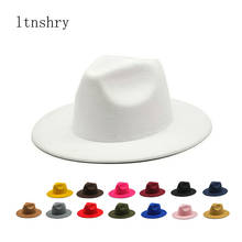 Autumn Winter Womens Felt Hat Fedoras Big Brim Hats For Women British Style Vintage Church Hats Lady Flat Brim White jazz cap 2024 - buy cheap